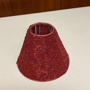 Vintage Dark Red Beaded candlestick Lamp Shade